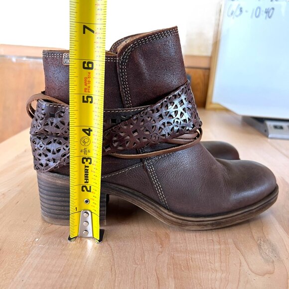 Pikolinos Womens Lyon Leather Ankle Boots Brown Laser Cut Strap Size 38 7.5 - Picture 10 of 15